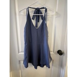 Torrid Foxy V-Neck Halter Top Size 3X Blue Peplum NWT